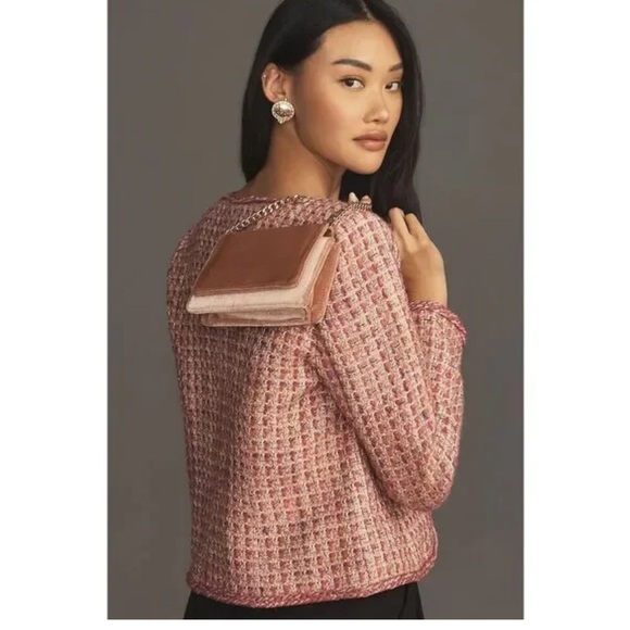 Anthropologie Jackets & Blazers - Anthropologie Pink Slim Tweed Coat Blazer